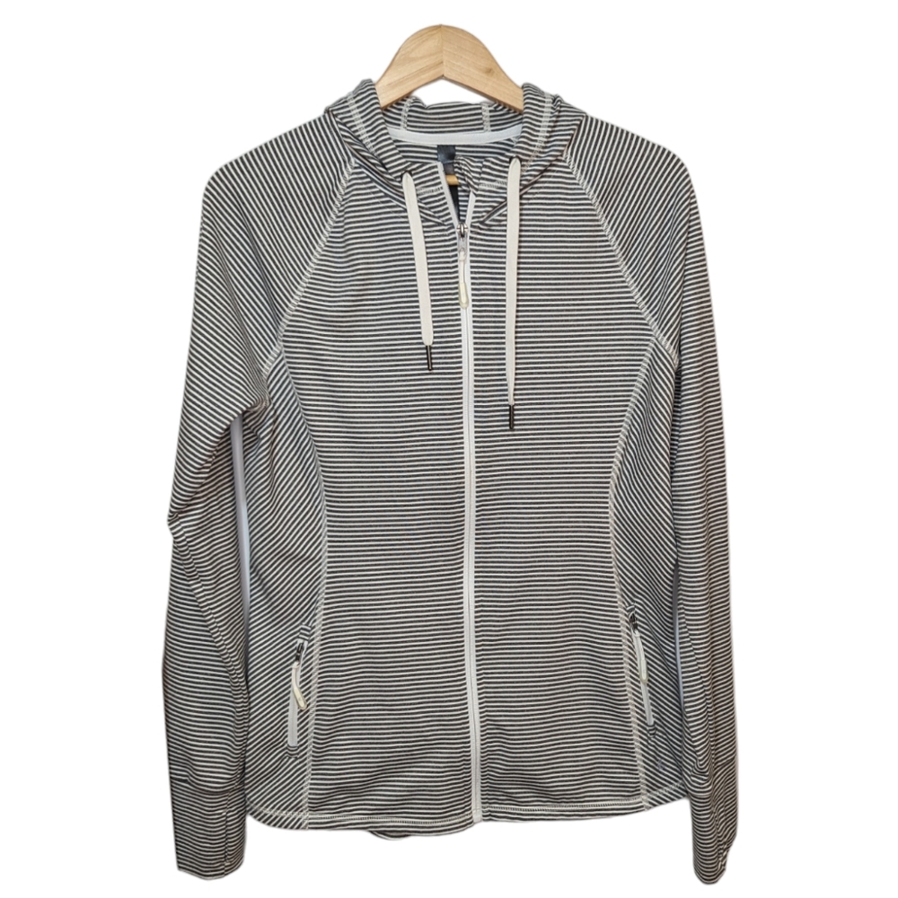 Kyodan Striped Hooded Zip Up Jacket Size Large